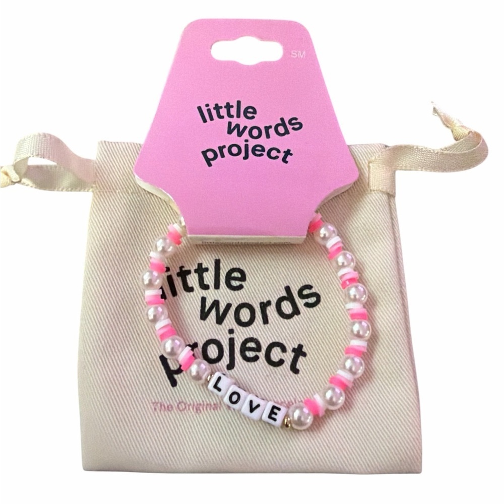 Little Words Project Love Pink White Beaded Bracelet NWT